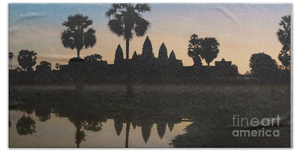 Morning Bath Towel featuring the photograph Angkor Vat sunrise by Martin Capek