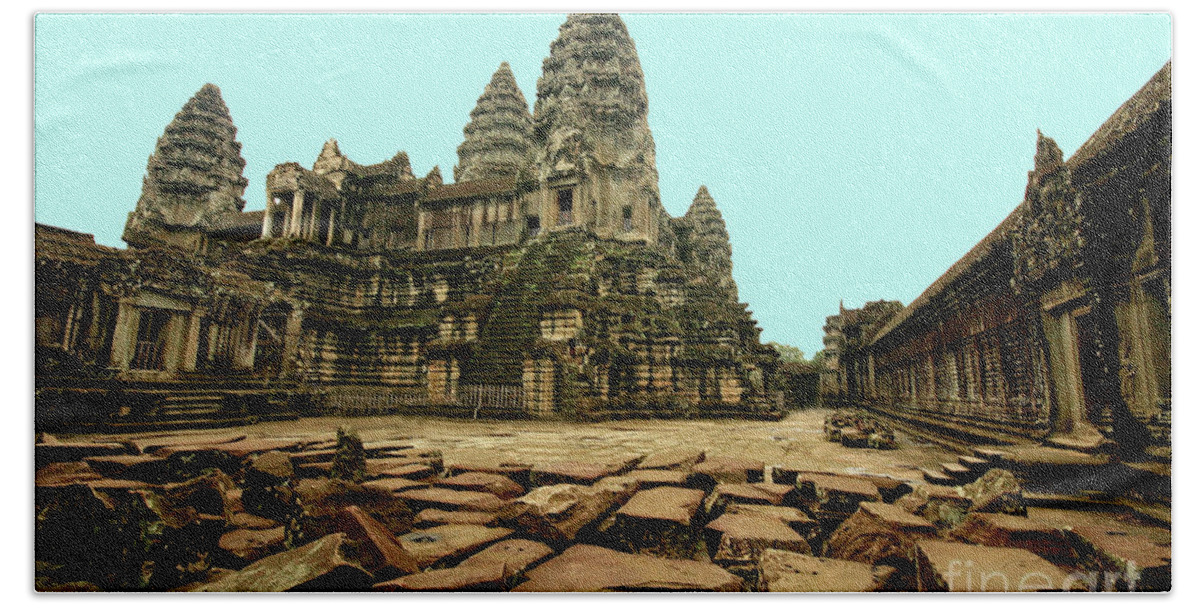  Hand Towel featuring the digital art Angkor Wat by Darcy Dietrich