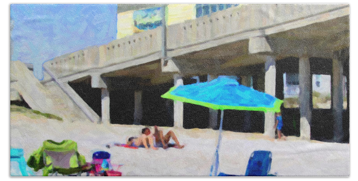 The Beach Hand Towel featuring the digital art Angled Geometries by David Zimmerman
