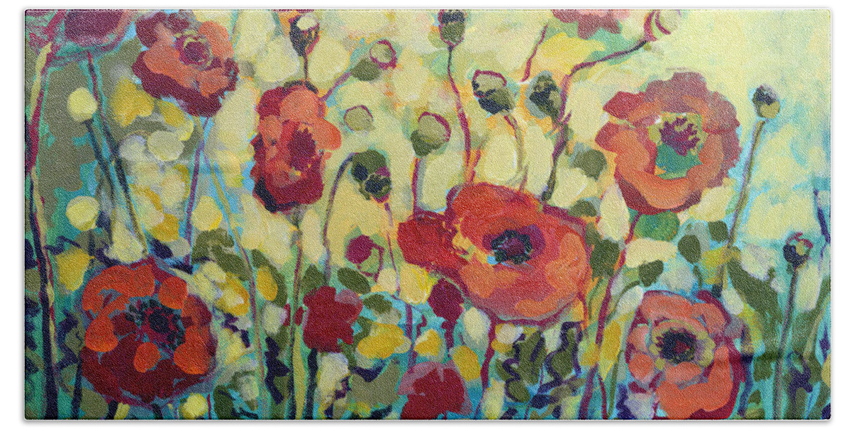#faatoppicks Bath Towel featuring the painting Anitas Poppies by Jennifer Lommers