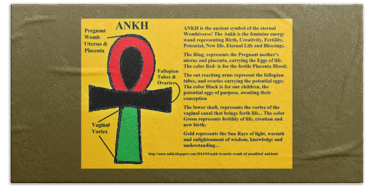 Ankh Bath Towel featuring the digital art ANKH Meaning by Adenike AmenRa