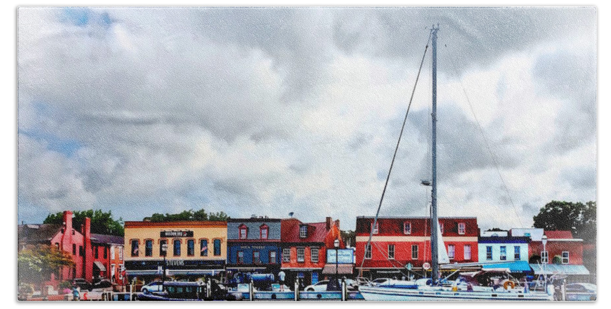  Annapolis Bath Towel featuring the photograph Annapolis Md - City Dock by Susan Savad