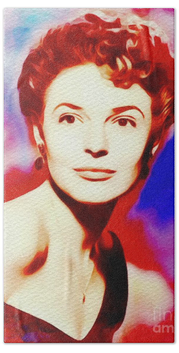 Anne Hand Towel featuring the painting Anne Bancroft, Vintage Movie Star by Esoterica Art Agency