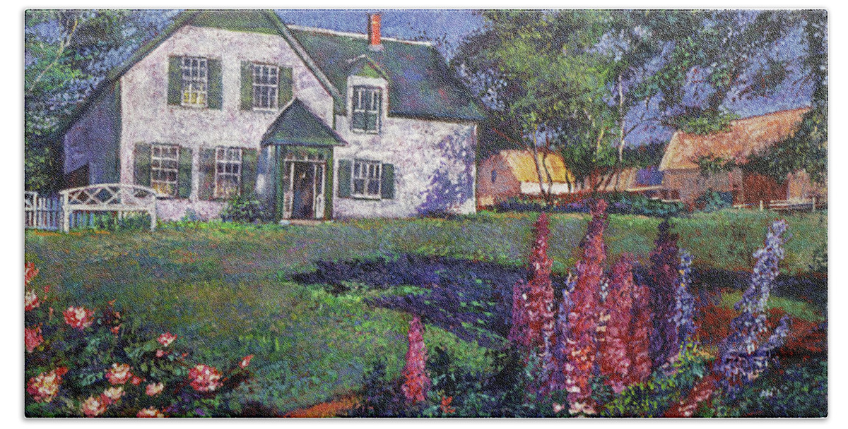 Landscape Hand Towel featuring the painting Anne Of Green Gables House by David Lloyd Glover