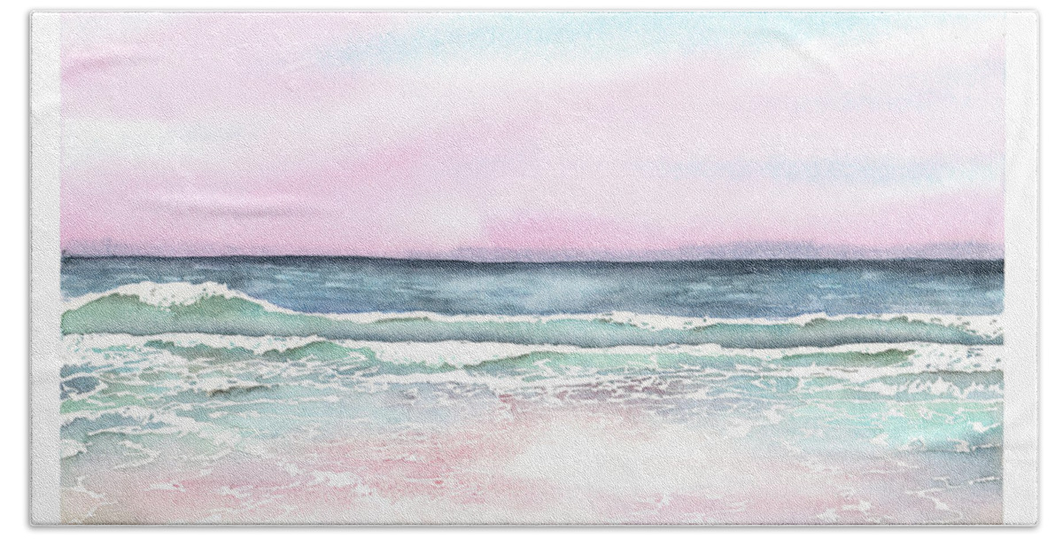 Sunset Bath Towel featuring the painting Another Beach Sunset by Hilda Wagner