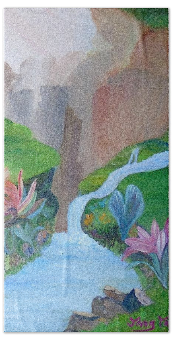 Painting Hand Towel featuring the painting Another Day in Paradise by Janis Tafoya