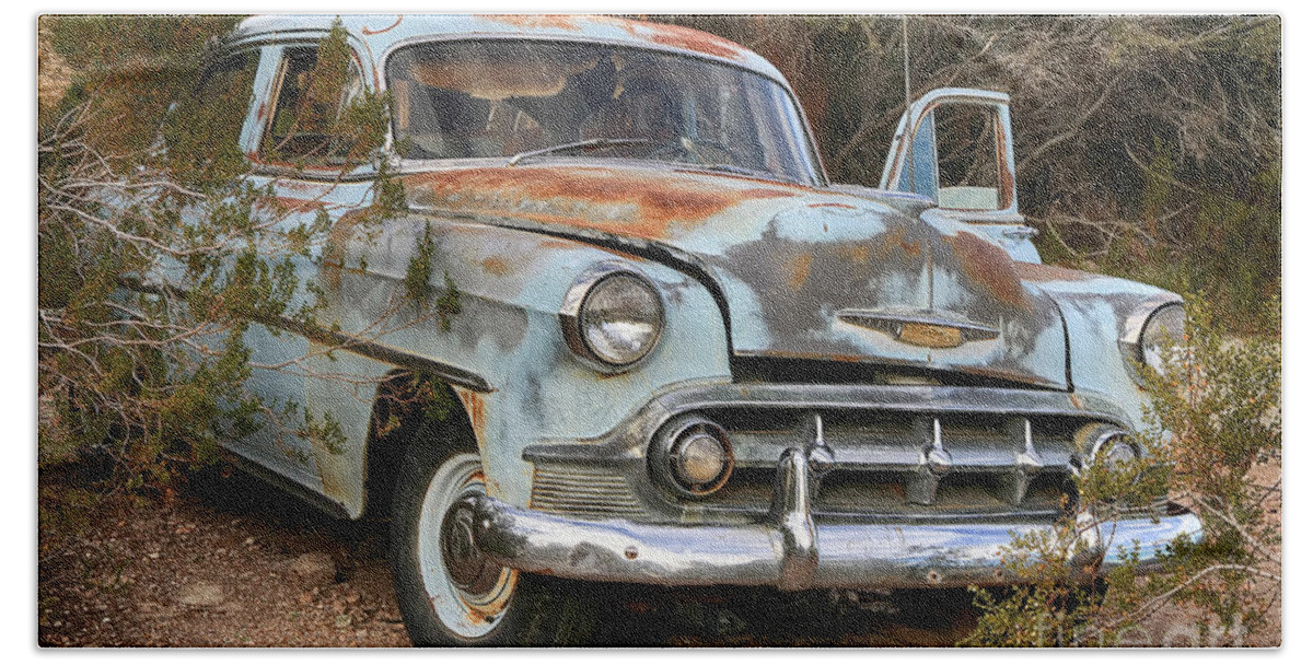 Car Bath Towel featuring the photograph Another Rusting Away Chevy by Teresa Zieba