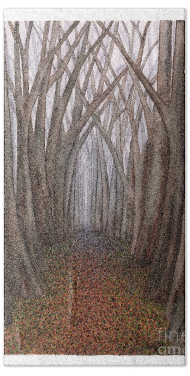 Forest Bath Sheet featuring the painting Another Trip into the Woods by Hilda Wagner