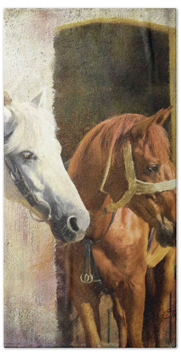 Horses Hand Towel featuring the digital art Anticipation by Colleen Taylor