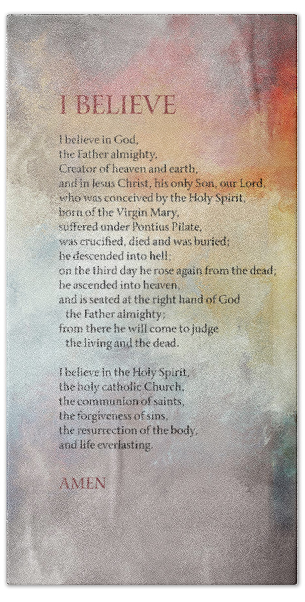 Religion Hand Towel featuring the digital art Apostles Creed by Terry Davis