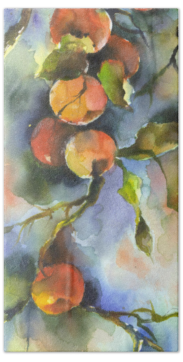 Apples Bath Towel featuring the painting Apples by Robin Miller-Bookhout
