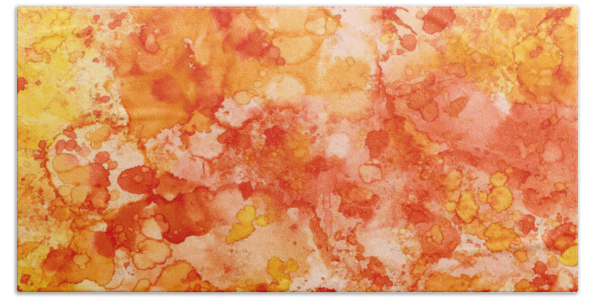 Citrus Abstract Bath Towel featuring the painting Apricot Delight by Patricia Lintner