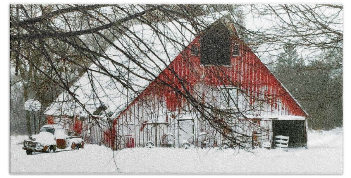 Barn Hand Towel featuring the photograph April Blizzard by Julie Hamilton