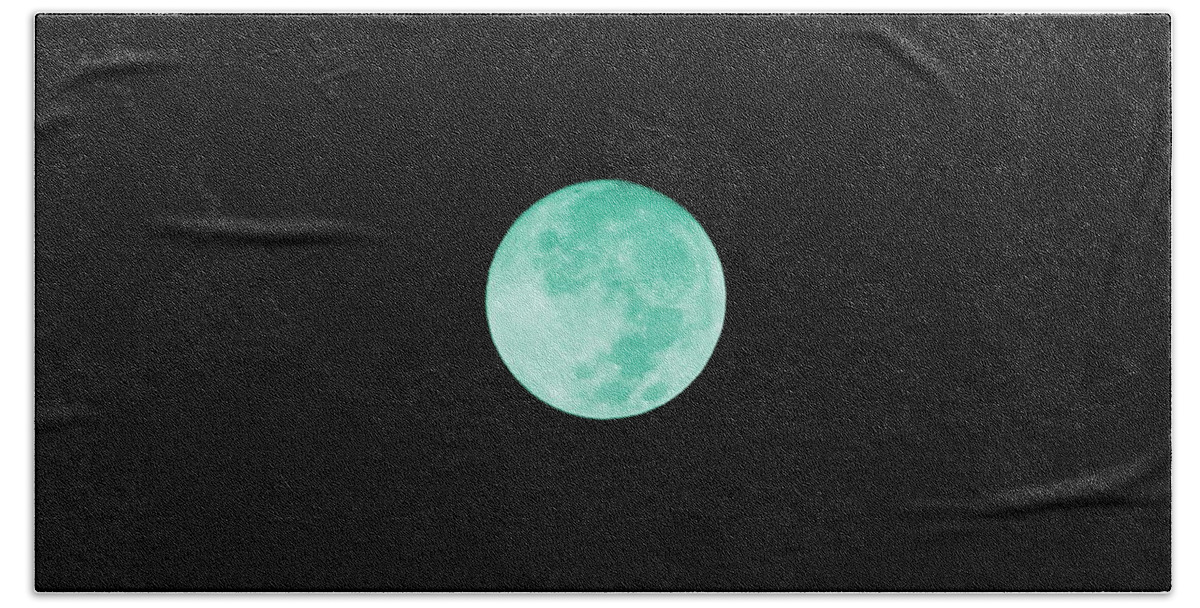 Aqua Moon Bath Towel featuring the digital art Aqua Moon by Colleen Cornelius