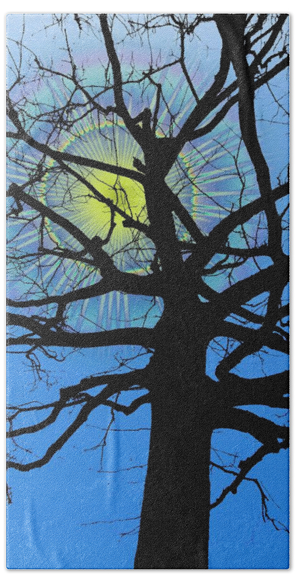 Tree Bath Towel featuring the digital art Arboreal Sun by Tim Allen