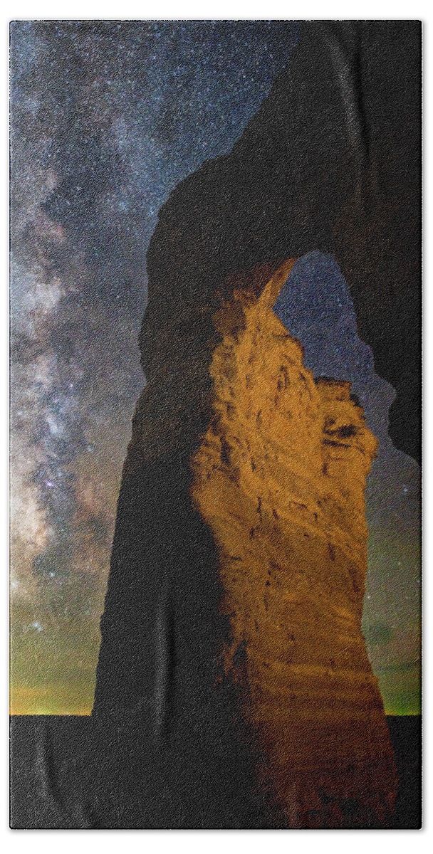 Night Photography Hand Towel featuring the photograph Arch Ways and Milky Ways by Darren White