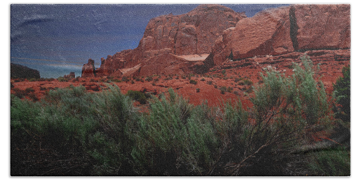 Arches Hand Towel featuring the photograph Arches Scene 3 by Renee Hardison