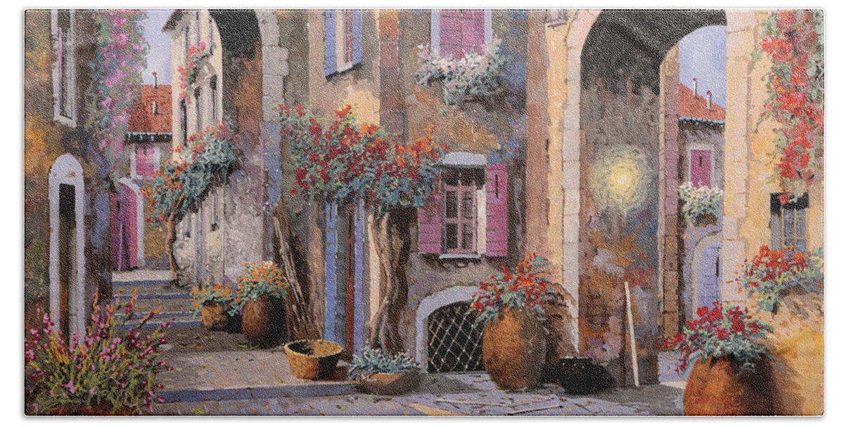 Arches Hand Towel featuring the painting Archi A Toni Viola by Guido Borelli