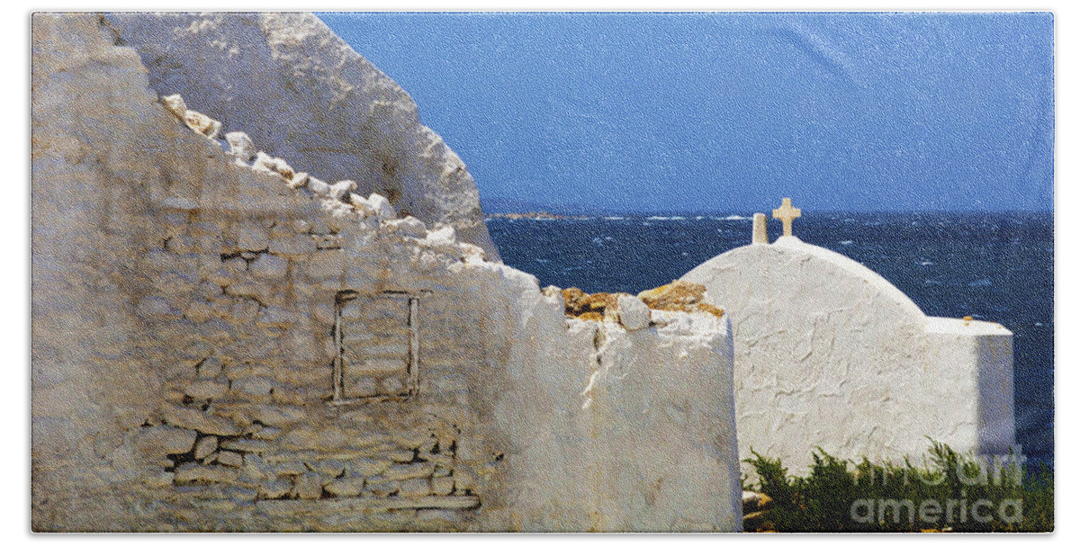 Mykonos Bath Towel featuring the photograph Architecture Mykonos Greece 2 by Bob Christopher