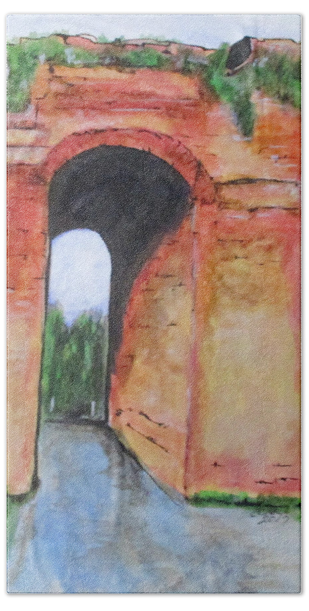 Ruins Bath Towel featuring the painting Arco Felice, Revisited by Clyde J Kell