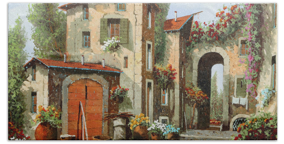 Arch Hand Towel featuring the painting Arco Finale by Guido Borelli