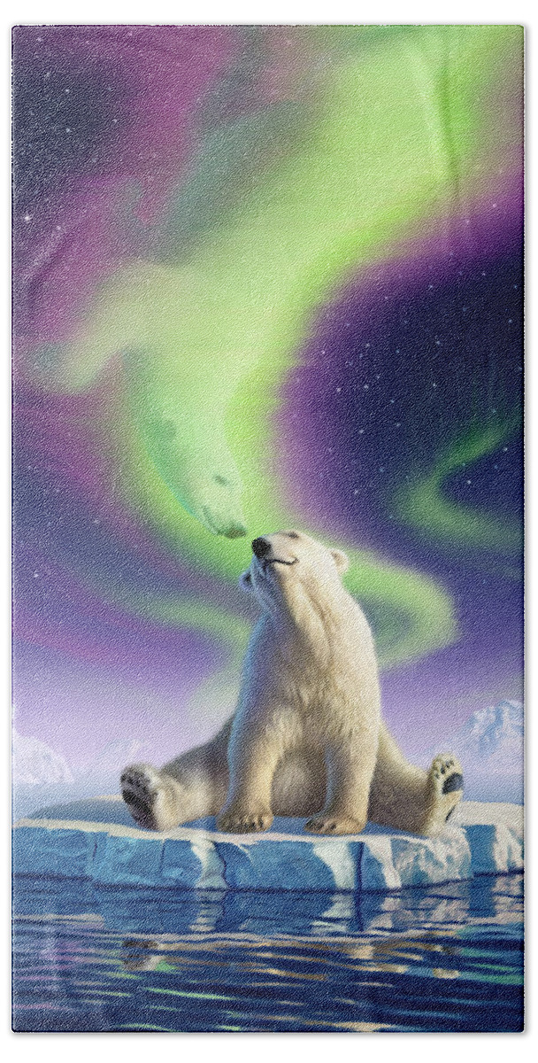 Polar Bear Bath Sheet featuring the digital art Arctic Kiss by Jerry LoFaro