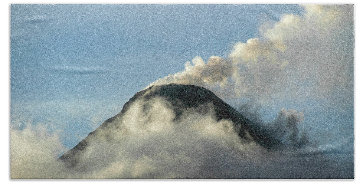 Arenal Bath Towel featuring the photograph Arenal Volcano Above the Clouds by Ted Keller