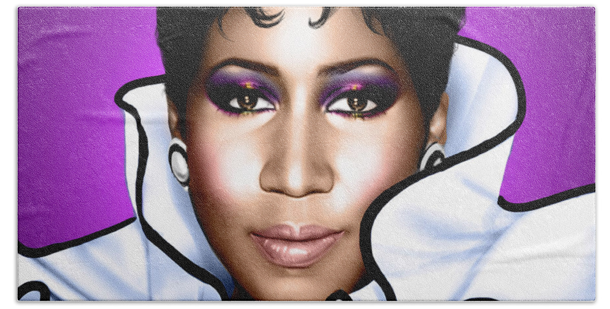 Aretha Franklin Hand Towel featuring the digital art Aretha by Davonte Bailey