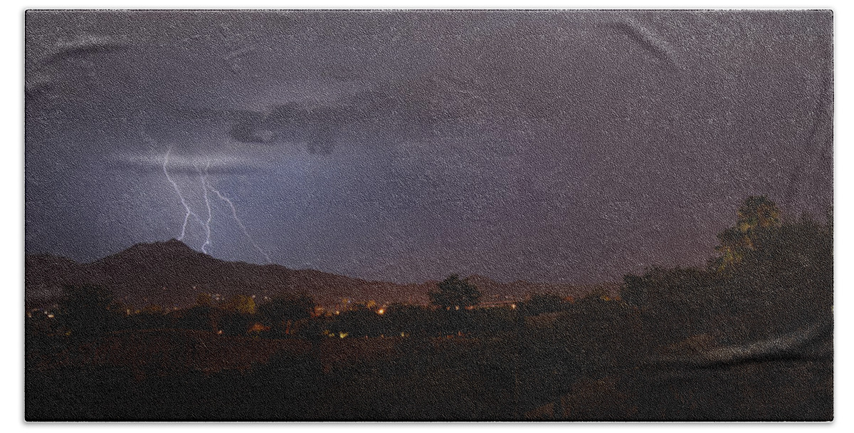 Arizona Bath Towel featuring the photograph Arizona Monsoon Lightning by Dan McManus