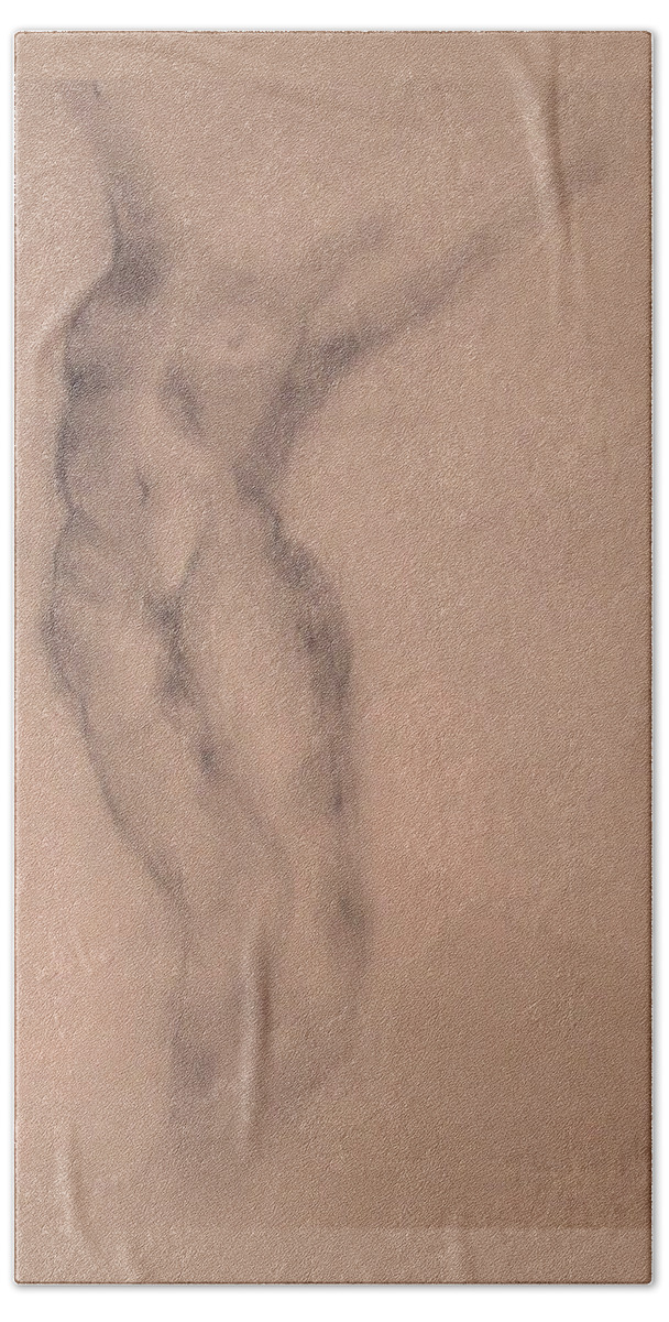 Nude Bath Sheet featuring the drawing Arms Spread by Ian MacDonald