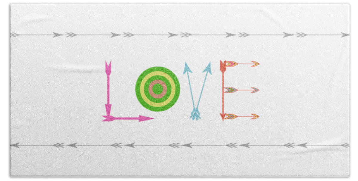 Love Hand Towel featuring the digital art Arrow Love - Changeable Background Color by Inspired Arts