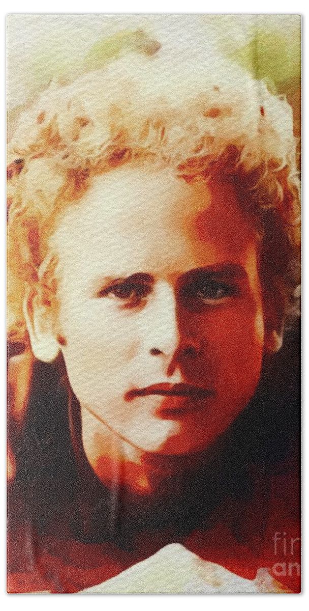 Art Hand Towel featuring the painting Art Garfunkel, Music Legend by Esoterica Art Agency