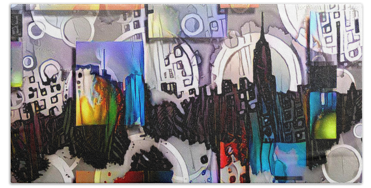 City Hand Towel featuring the digital art Art Manhattan by Bruce Rolff