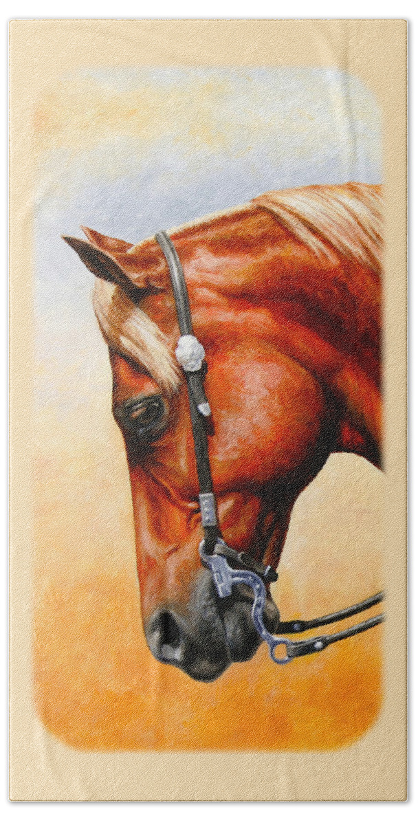 Horse Hand Towel featuring the painting Precision - Horse Painting by Crista Forest