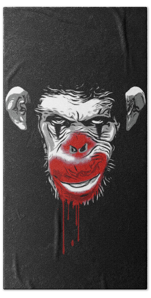 Monkey Hand Towel featuring the digital art Evil Monkey Clown by Nicklas Gustafsson