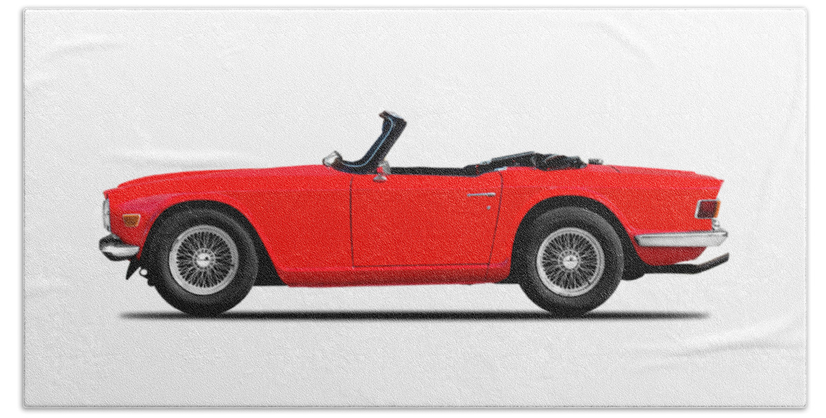 Triumph Tr6 Hand Towel featuring the photograph Triumph TR6 in Red by Mark Rogan