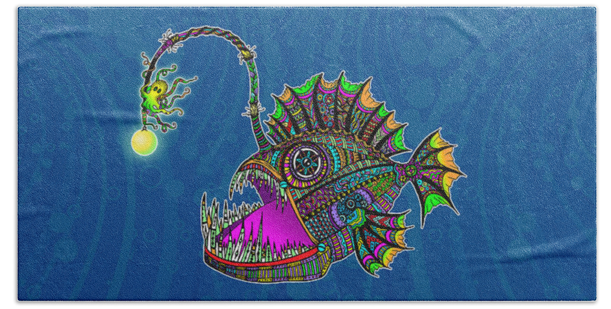 Angler Fish Hand Towel featuring the digital art Electric Angler Fish by Tammy Wetzel