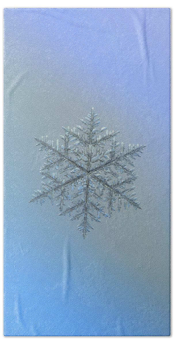 Snowflake Hand Towel featuring the photograph Snowflake photo - Majestic crystal by Alexey Kljatov