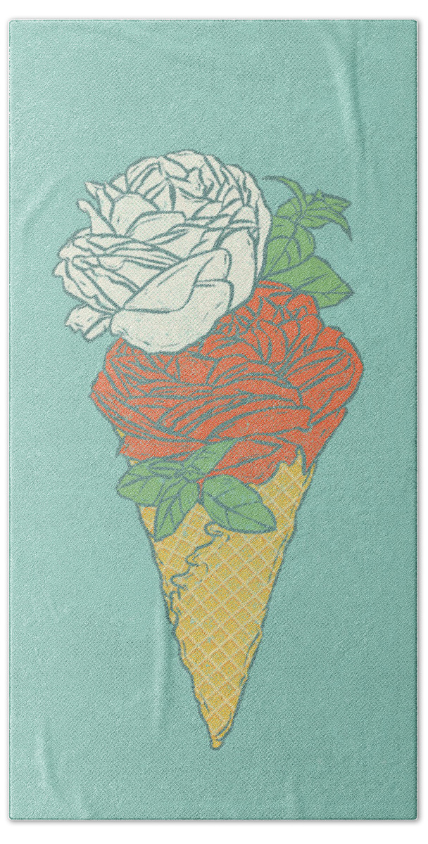 Pink Bath Towel featuring the digital art Rose ice cream by Evgenia Chuvardina