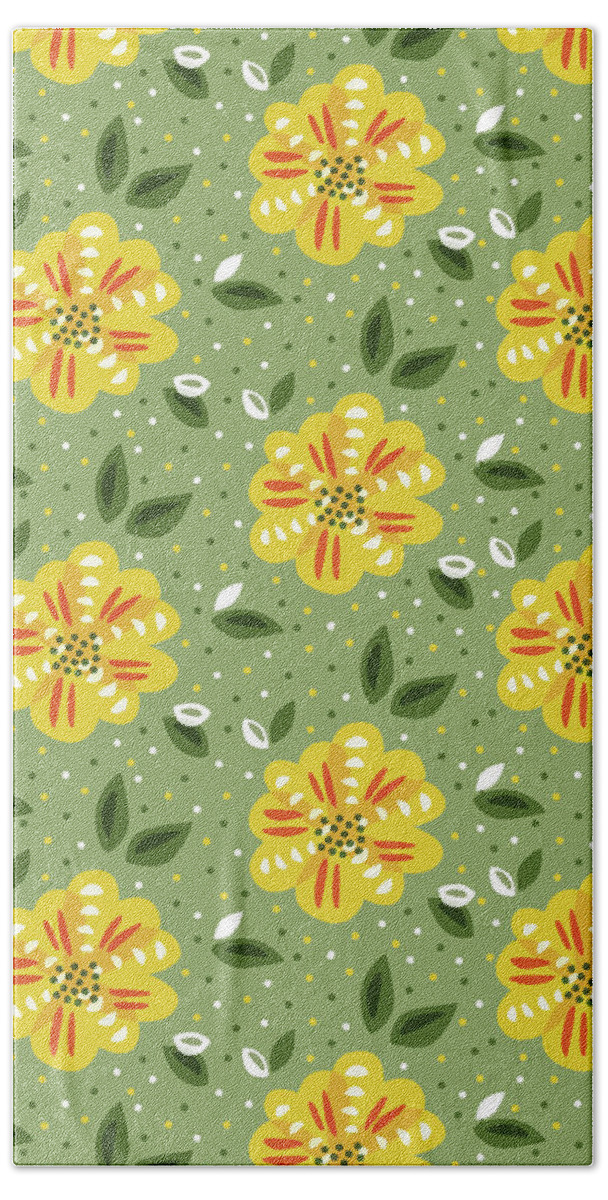 Flower Bath Towel featuring the digital art Abstract Yellow Primrose Flower by Boriana Giormova
