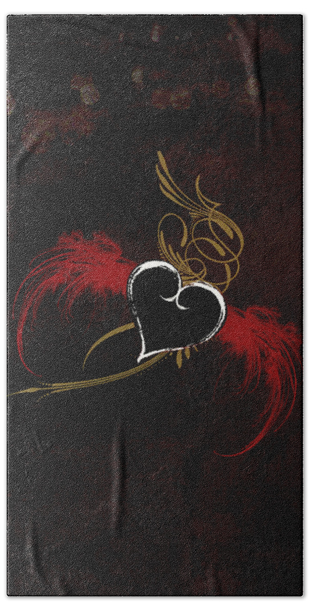 Heart Hand Towel featuring the digital art One Love, One Heart by Linda Lees
