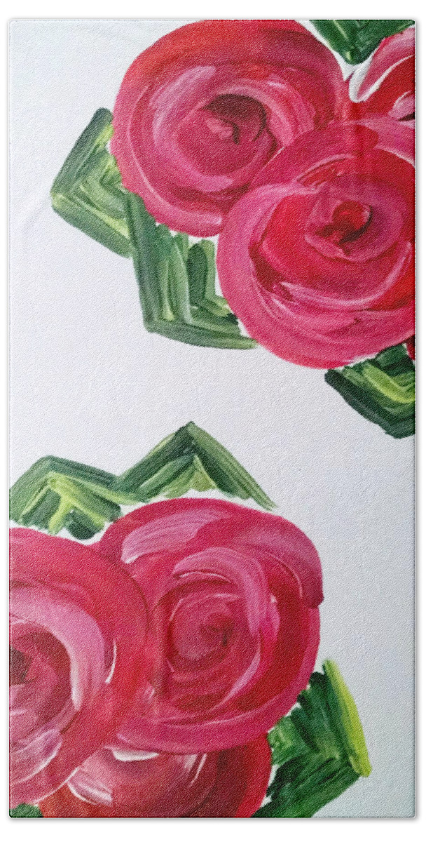 Peonies Pink Hand Towel featuring the painting Playful Peonies by Jilian Cramb - AMothersFineArt