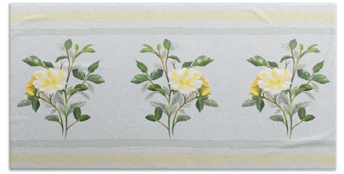 Rose Hand Towel featuring the painting Yellow Watercolor Rose by Ivana Westin