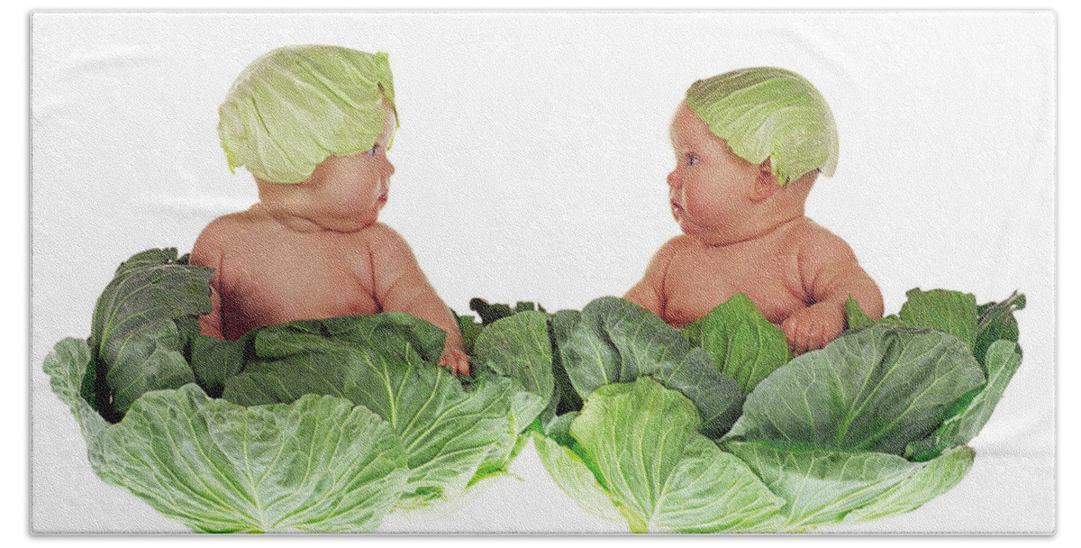 Baby Hand Towel featuring the photograph Cabbage Kids by Anne Geddes