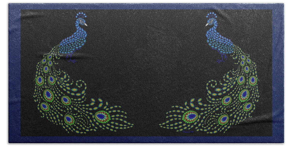 Digital Bath Towel featuring the digital art Jeweled Peacock by Heather Schaefer