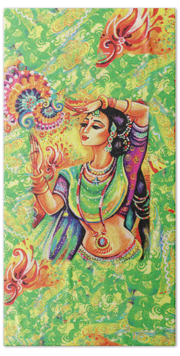 Indian Dancer Hand Towel featuring the painting The Dance of Tara by Eva Campbell