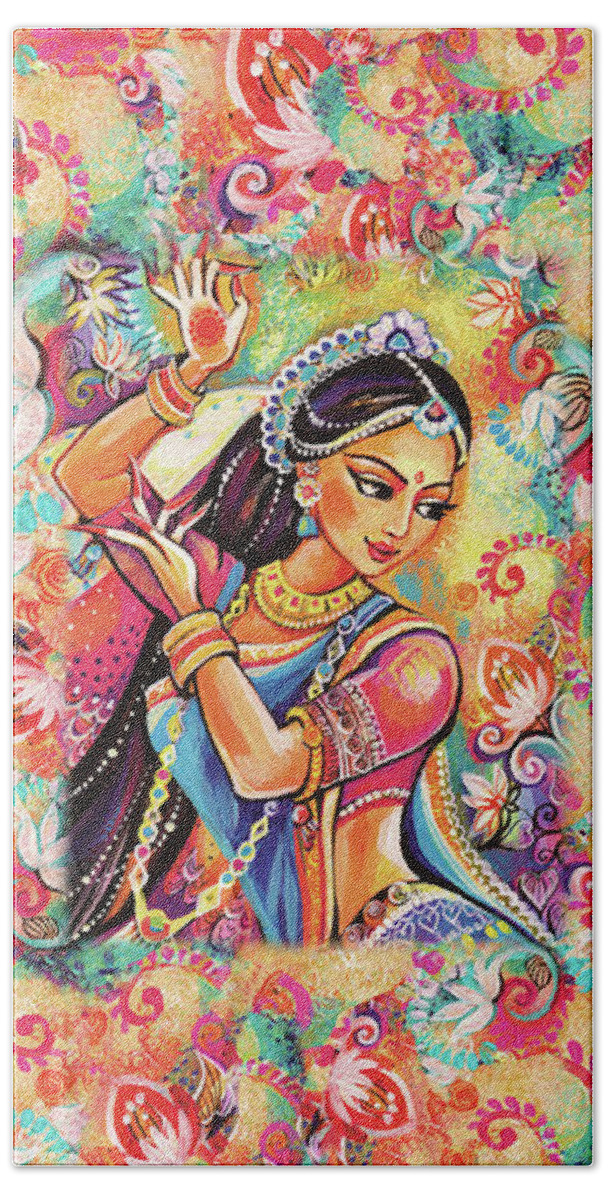 Indian Dancer Hand Towel featuring the painting Dancing of the Phoenix by Eva Campbell