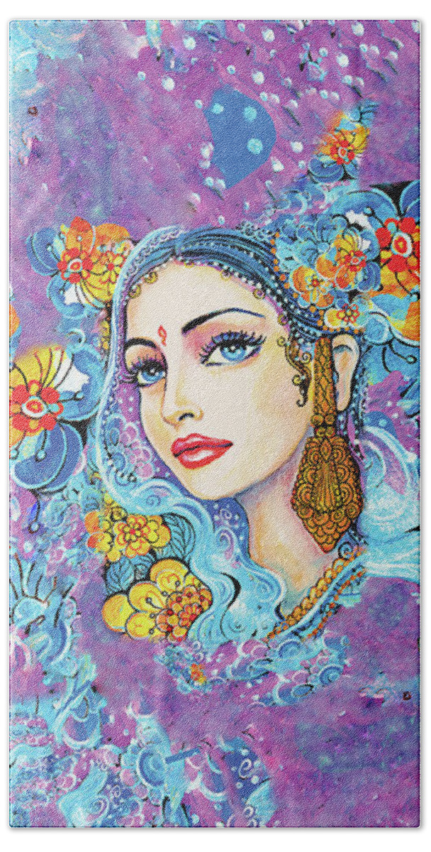Indian Woman Hand Towel featuring the painting The Veil of Aish by Eva Campbell