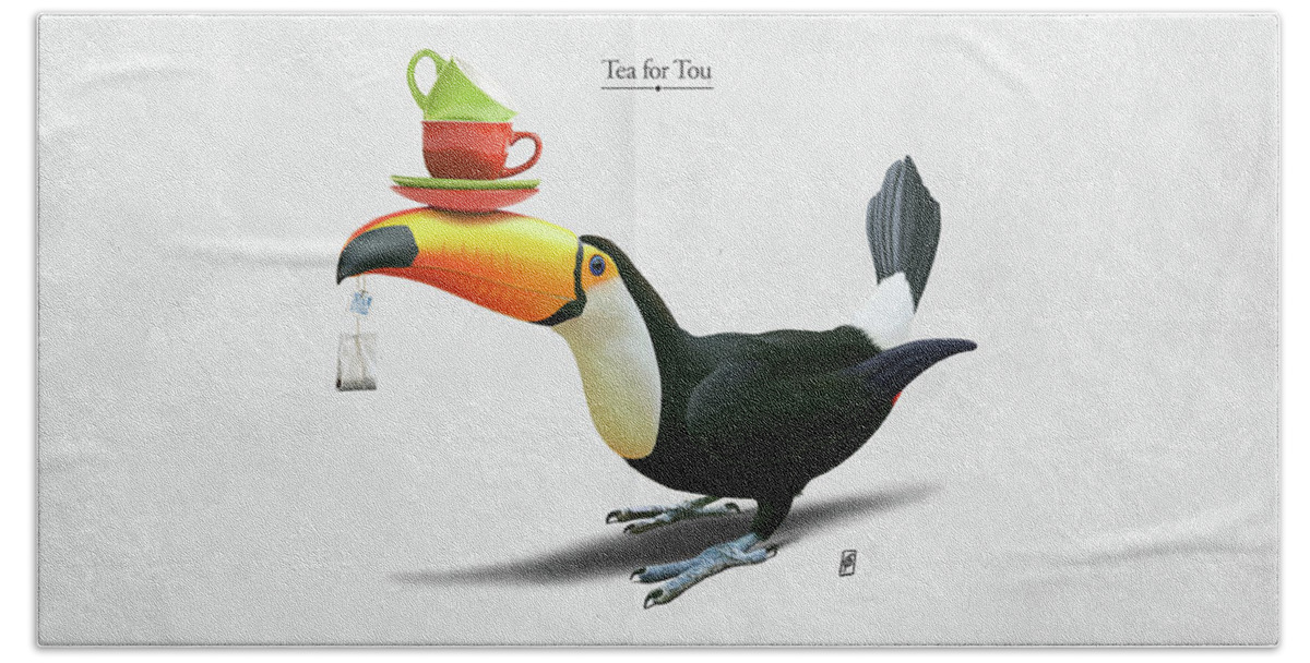 Toucan Bath Towel featuring the digital art Tea for Tou by Rob Snow