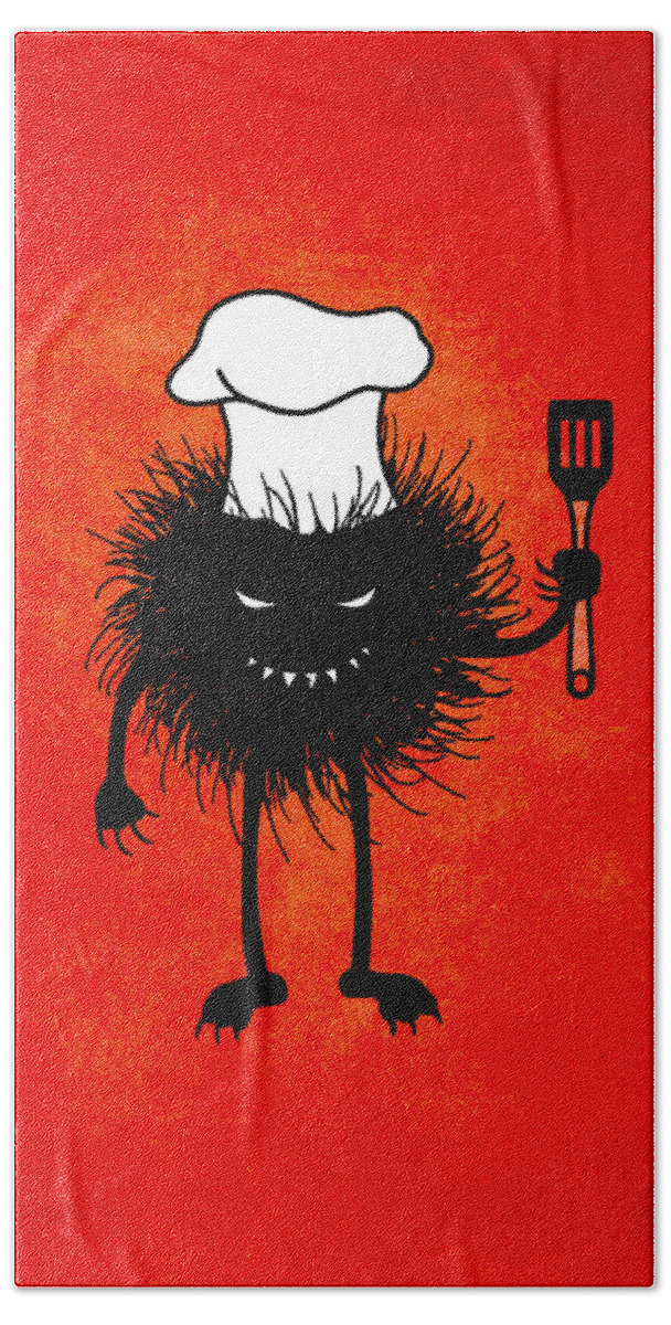 Chef Hand Towel featuring the digital art Evil Bug Chef Loves To Cook by Boriana Giormova